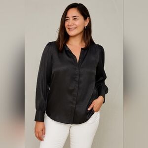 Violet + Claire Button Down Puff Shoulder Shirt